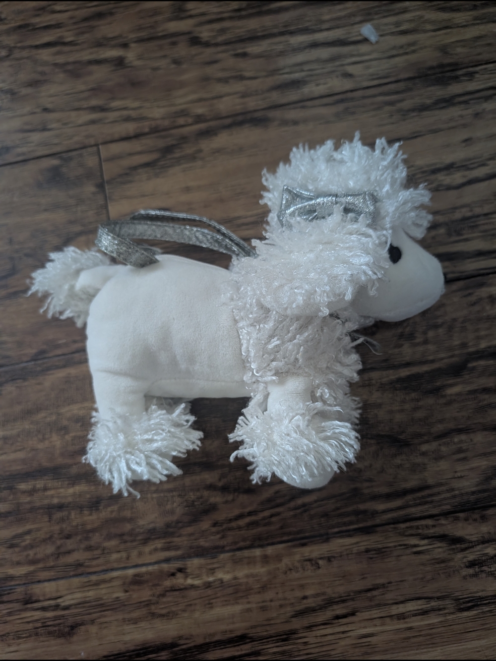 💥3/$24 Gymboree White Plush Poodle‎ Purse with Silver Bow